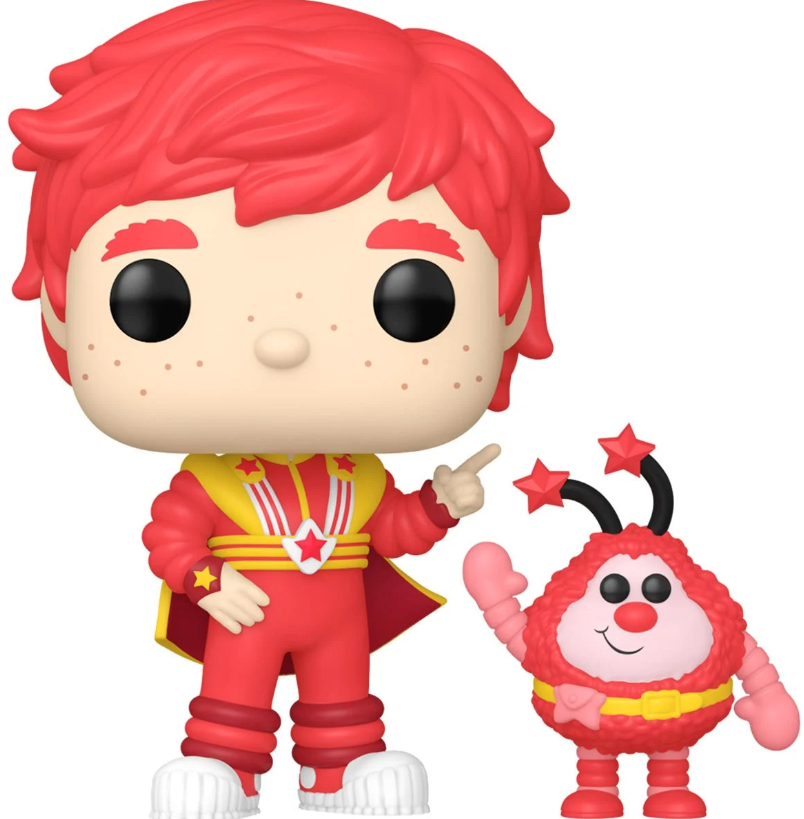 Funko Pop! vinyl figure of a character with red hair and a smaller pink creature on a white background