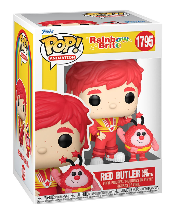 Funko Pop! Animation Rainbow Brite packaging with Red Butler and Sprite figures.
