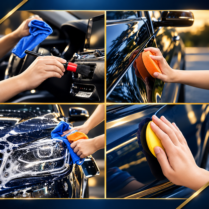 26PCS Car Cleaning Kit Auto Interior Exterior Detailing Brush Set W-Gloves Towel