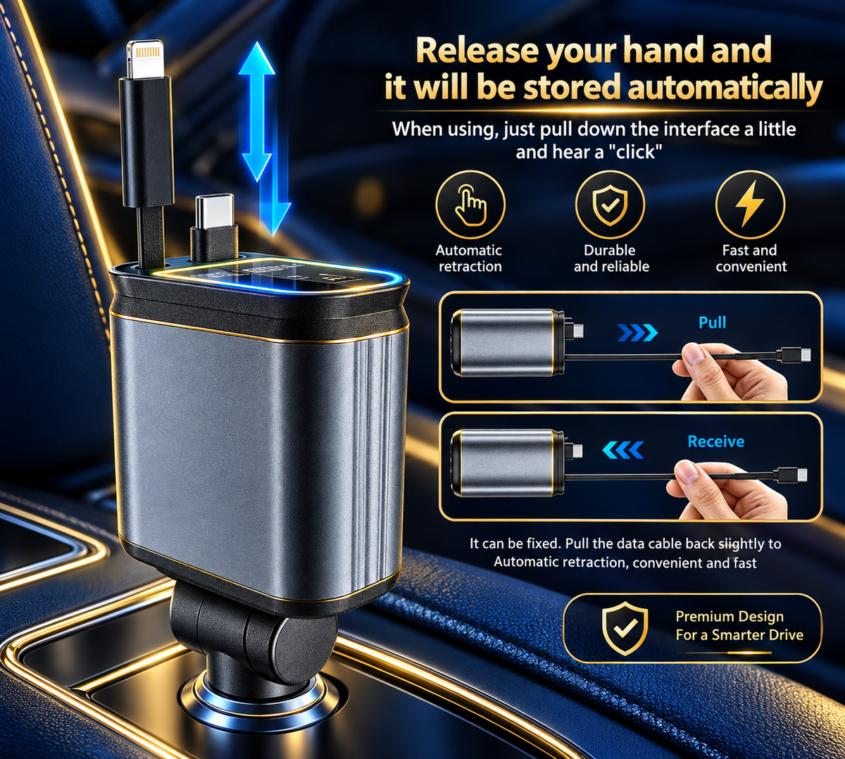 Portable Four-in-one 120W Starry Sky Car Charger