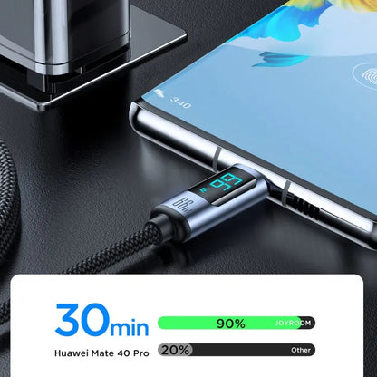 JOYROOM Fast Charging Cable 1.2m Prism Series Digital Display 66W USB a to Type C Data
