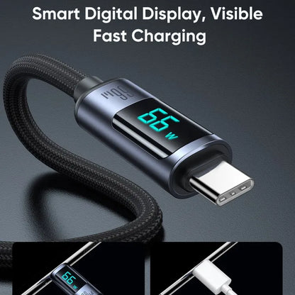 JOYROOM Fast Charging Cable 1.2m Prism Series Digital Display 66W USB a to Type C Data