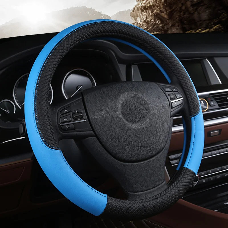 LuxeGrip Leather Steering Wheel Cover 37CM-38CM