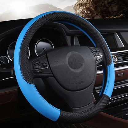 LuxeGrip Leather Steering Wheel Cover 37CM-38CM