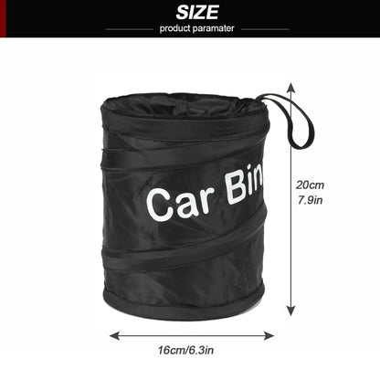 Black car bin with dimensions on a white background