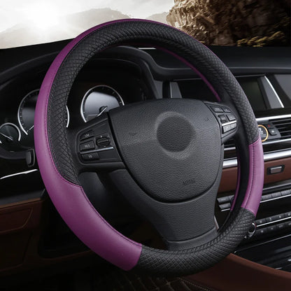 LuxeGrip Leather Steering Wheel Cover 37CM-38CM