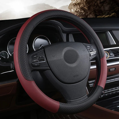 LuxeGrip Leather Steering Wheel Cover 37CM-38CM