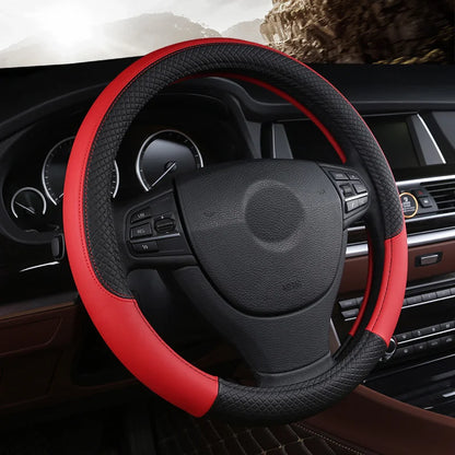 LuxeGrip Leather Steering Wheel Cover 37CM-38CM